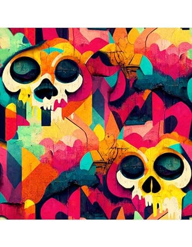 Image of Arthouse Skull Graffiti Multi Coloured Wallpaper 925107 - Kaleidoscope Funky