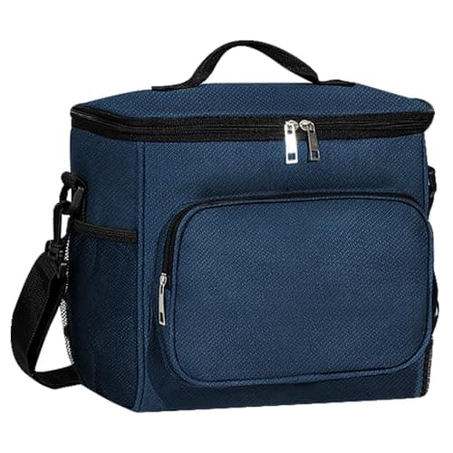 Image of TIECHI 10L Insulated Lunch Bag, Leakproof Thermal Lunch Box Bag for Men Women Adults, Large Cool Bag with Adjustable Shoulder for Work Beach Picnic Camping (Navy Blue)