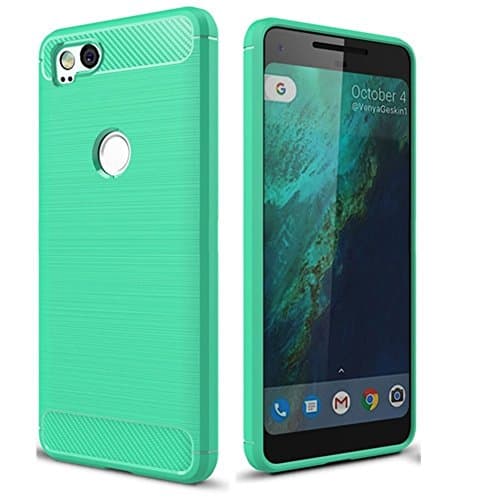 Image of CruzerLite Case for Google Pixel 2 XL Case, Carbon Fiber Shock Absorption Slim case for Google Pixel 2 xl (2017) (Teal)