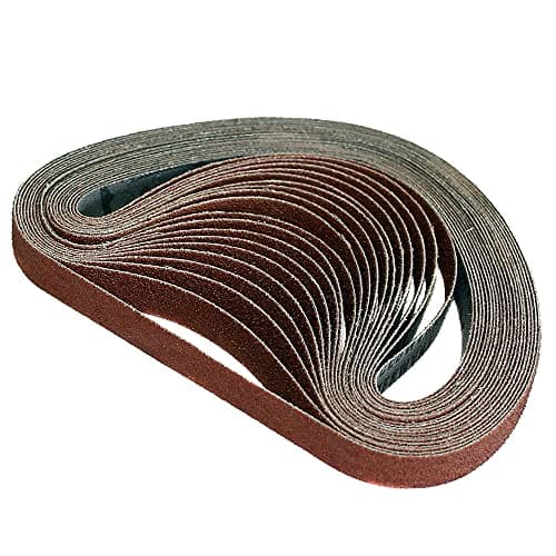 Image of Pack of 20 Assorted Grit Aluminium Oxide Power File Sanding Belts | 13mm x 457mm | 40, 60, 80 and 120 Grit