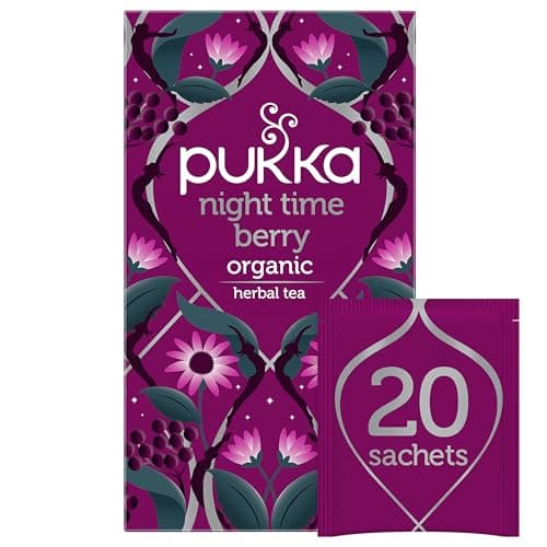 Image of Pukka Herbs | Night Time Berry Organic Herbal Sleep Tea Box | Chamomile, Lavender & Elderberry Tea | Ideal For Bedtime Relaxation | Caffeine Free | 2 Packs | 40 Plant Based Biodegradable Tea Bags