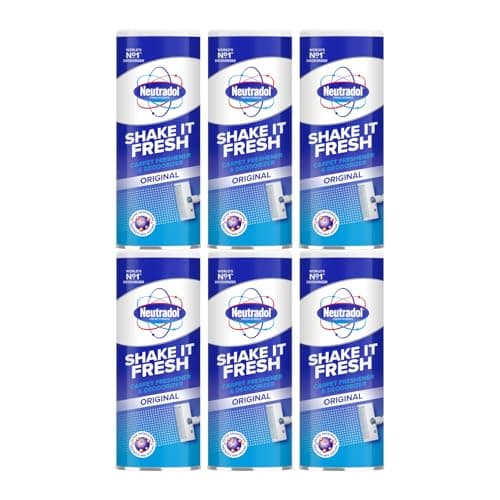 Image of Neutradol Shake It Fresh Carpet Deodoriser, Odour Neutraliser for Carpets & Rugs, Original, Multipack of 6 x 350g