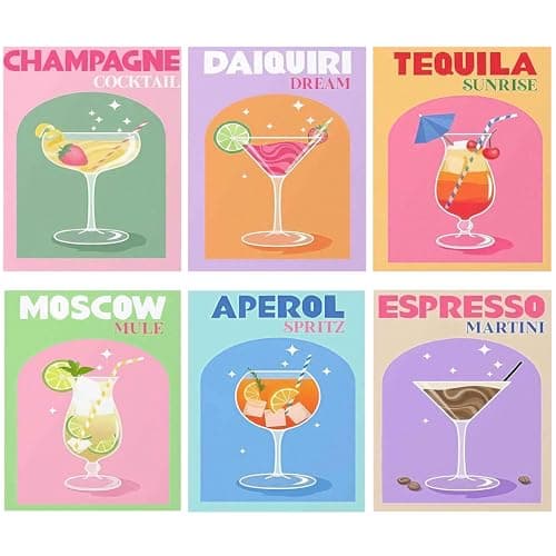 Image of Hongyrjy 6 Pack Cocktail Diamond Painting - Diamond Art Kits Adults,Cocktail 5D Diamond Painting Kits for Adults,Cocktail Gem Art Kits Adult and Crafts Home Decor 12x10inch