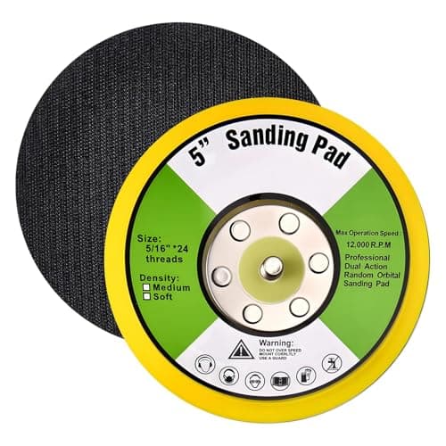 Image of GOLD DEER 5 Inch (125mm) Backing Pad Hook and Loop Backing Plate 5/16"-24 Thread DA Polisher & Sander Pad Sanding Pads for Orbital Sander and DA Sander for Sanding Finishing Polishing Buffing