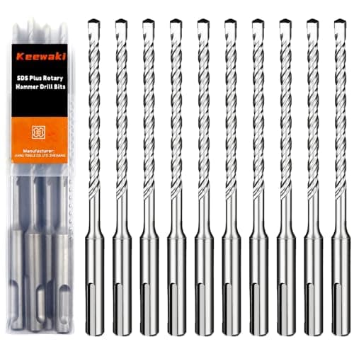Image of Keewaki SDS Plus Rotary Hammer Drill Bit Set - 10-Piece 6mm x160mm Concrete Masonry Drill Bits for Brick, Cement & Stone - Durable Alloy Tip, Fast Drilling
