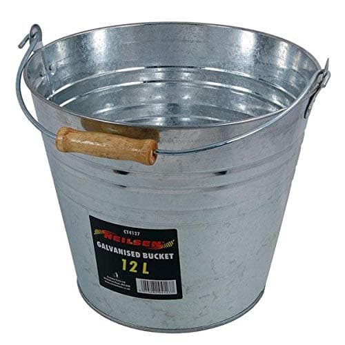 Image of GALVANISED Steel Bucket 12 LTR Heavy Duty Garden Water Coal Carry Handle CA21