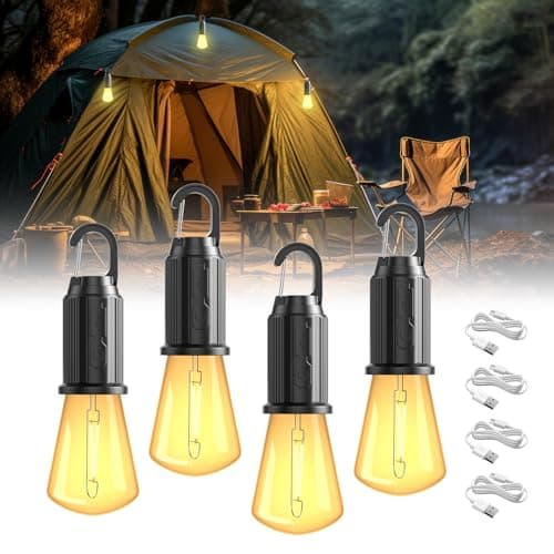 Image of BrightWish LED Rechargeable Camping Lamp, IP65 Portable Lantern, 3 Brightness Modes, Ideal for Camping, Hiking, Emergency, Warm Light, Built-in Battery (4)