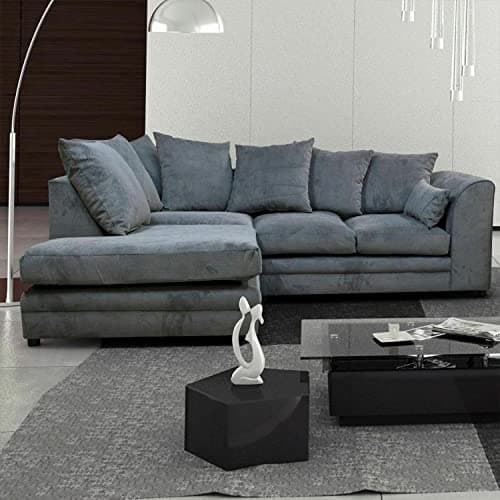 Image of Furnishings For Less UK Casper Chenille Grey Fabric Corner Sofa 3 to 4 Seater Sofa (Grey, Left Hand Facing Corner)