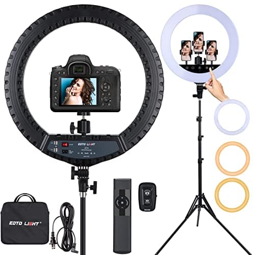 Image of 21 Inch LED Ring Light with Tripod Stand, Large Selfie Ring Light for YouTube Vlog, Makeup Studio Portrait, with Carrying Bag and Remote Controller, CRI>97
