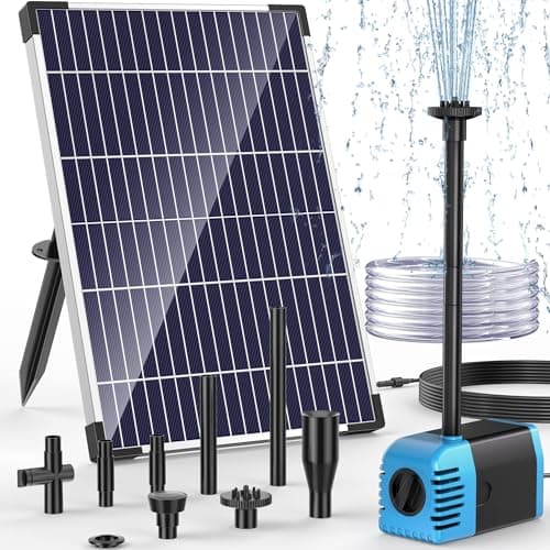 Image of POPOSOAP Solar Pond Pump 12W, 600 L/H Submersible Solar Fountain Pump with Dry-Run Protection Adjustable Flow for Garden Pond Fish Tank Bird Bath