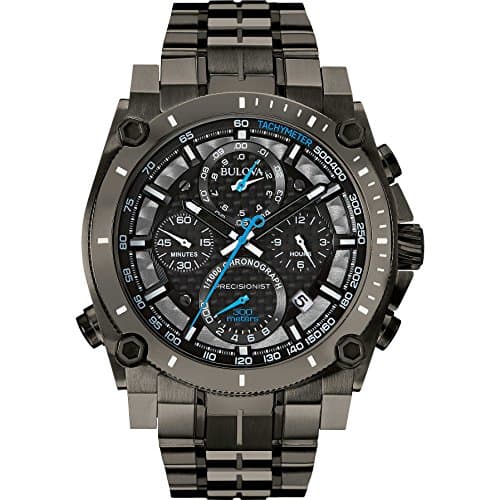 Image of Bulova Precisionist Chronograph Men's UHF Watch with Black Dial and Stainless Steel Bracelet 98B229