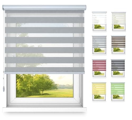 Image of time4blinds - Zebra Roller Blind - Day and Night Blinds - Custom Made to Measure Day and Night Zebra Roller Blind with Aluminium Cassette, Bathroom, Kitchen, Bedroom Blind 500-2000mmx500-2000mm
