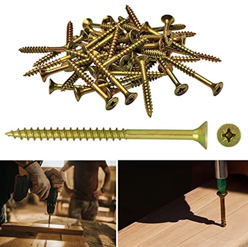 Image of TERF® Multi Purpose Screws 4.0 X 60mm Pozi Flat Double Countersunk Zinc Yellow Screws For PVCu Wooden Timber Chipboard MDF and other similar types Screw Size 4.0 X 60mm - Pack of 100