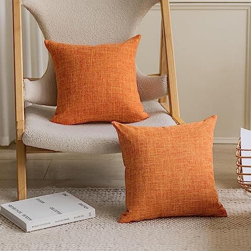 Image of Home Brilliant Burnt Orange Cushion Covers 45 x 45 Pack of 2, Modern Cushions for Sofa, Bed, Car, Decorations 45 cm, 18 inch