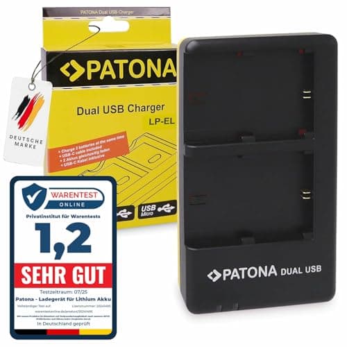 Image of PATONA Dual Fast Charger for LP-EL Battery, Compatible with Canon Speedlite EL-1, EL-5 - Compact USB-C Charger, with Overload and Short Circuit Protection, Ideal for Travel