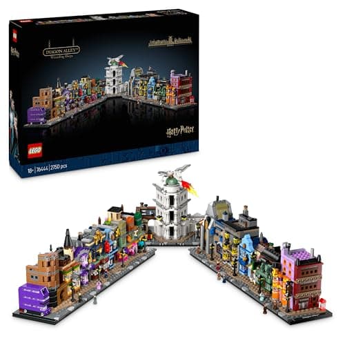 Image of LEGO Harry Potter Diagon Alley Wizarding Shops Building Set for Adults, Collectible Display Model Features Microscale Brick-Built Stores & 12 Microfigures, Gift Idea for Women and Men 76444