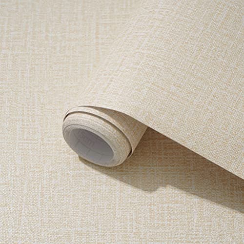 Image of Arthome Peel and Stick Contact Paper 40x1000cm Grasscloth Textured Wallpaper,Self-Adhesive and Removable Wall Paper for Bedroom,Living Room,Cabinet Countertop,Stick On Wall Covering(Beige)