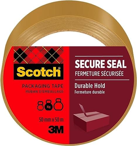 Image of Scotch Secure Seal Packaging Tape Brown 50 mm x 50 m 1 Roll/Pack - Ideal for Packing Boxes and Parcels