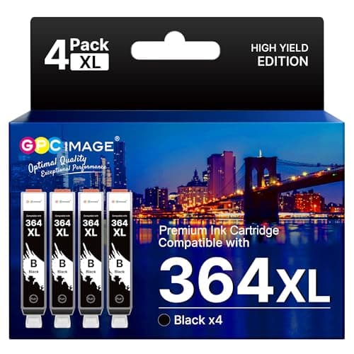 Image of GPC Image 364XL Multipack Ink Cartridges Replacement for HP 364 XL Compatible with 5510 5520 5522 5524 6510 6520 B8550 C5388 C6380 7510 7520 4620 3070A 3520 (Black, 4-Pack)