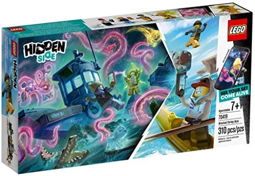Image of LEGO Hidden Side 70419 Wrecked Shrimp Boat Building Set, AR Games app, Toys for 7 Years Old Boys and Girls, Interactive Augmented Reality Ghost Playset with 4 minifigures
