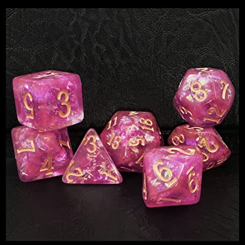 Image of Bescon Dense-Core Polyhedral Dice Set of Violet, RPG 7-dice Set in Brick Box Packing