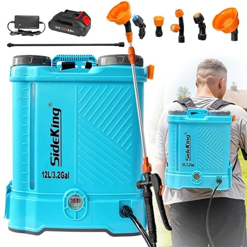 Image of SideKing Knapsack Sprayer 12L, Electric Garden Sprayer Compatible with Makita 18V, Telescopic Wand, 5 Nozzles, 80 PSI Powerful Pressure Sprayer for Gardens, Lawns, Patios, Driveways(Battery Inc)