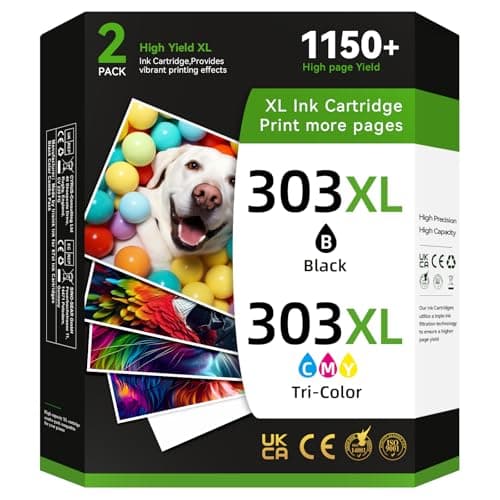 Image of 303XL Ink Cartridges Combo Pack for HP 303 Ink Cartridges Black and Colour High Yield Compatible for HP DeskJet 6200, 6230, 7130, 7100, 7134, 7234, 6234, 6220, 7830 Printers