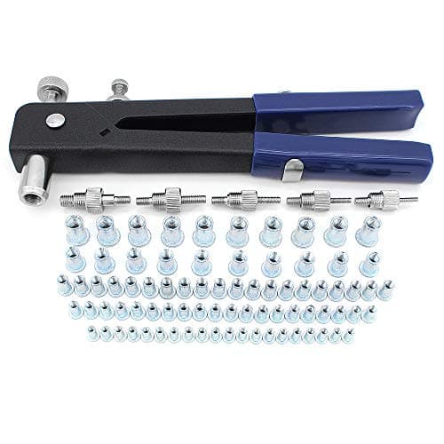 Image of Yuhtech 86Pcs Threaded Rivet Nut Kit Set Nut Rivet Tool, Threaded Nut Rivet Tool Riveter Rivnut Nutsert Gun Riveting Kit M3 M4 M5 M6/M8