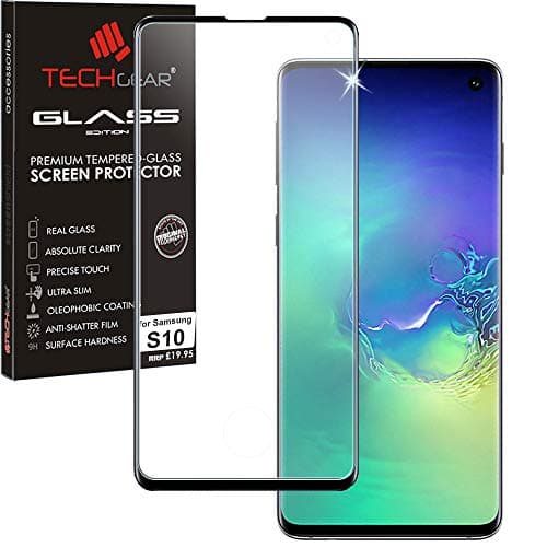 Image of TECHGEAR 3D GLASS Edition Screen Protector fits Samsung Galaxy S10 [Fingerprint ID Compatible] Tempered Glass Screen Protector Guard Cover - Black (NOT for S10+, S10e)