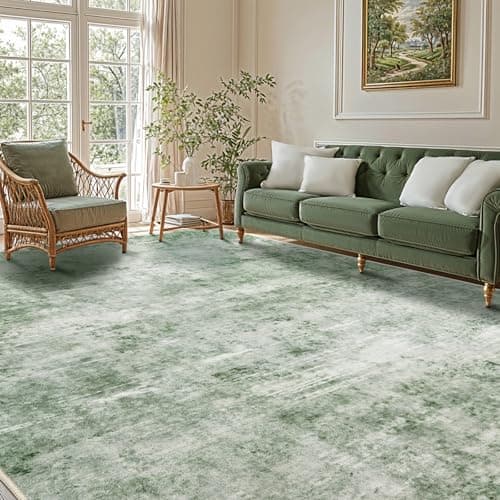 Image of DEITAS AiAngu 160x230 cm Abstract Rugs for Living Room, Washable Area Rug - Durable & Soft Vintage Rug for Bedroom Dining Room Home Office Decor, Easy to Clean (Green)