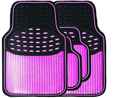 Image of Streetwize SWTP7 Revelation Mat Set Metallic Anti-Slip Car Mats - Heavy Duty, All Weather - Car Interior Accessory (Pink)