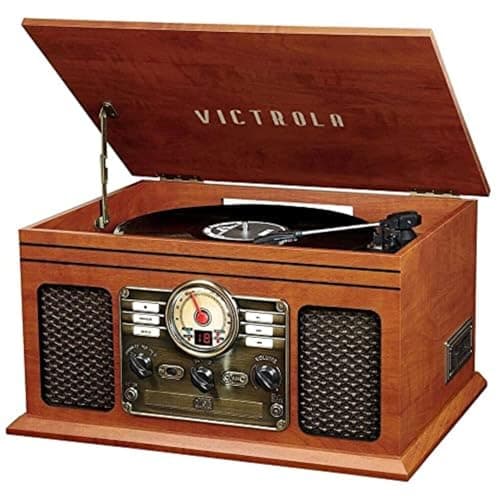 Image of Victrola Nostalgic Classic Wood 6-in-1 Bluetooth Turntable Entertainment Center, Mahogany