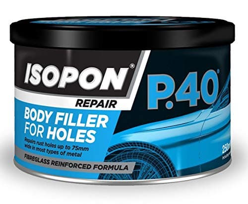 Image of U-POL Isopon P40 Fibre Glass BodyFiller 250ml Used on Bare Steel And Original Paint Repairs Damaged Body Panels Very Durable Waterproof Can be Over Painted