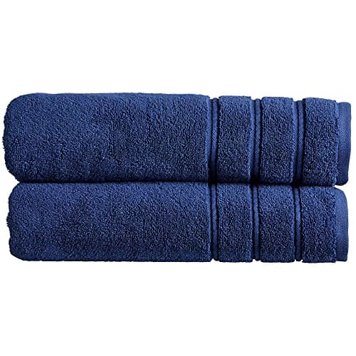 Image of Christy Antalya Large Bath Sheets | Set of 2 | 100% Turkish Cotton | 600GSM | Soft Plush Luxury Bath Towels | 90cm x 150cm | Quick Dry | Denim Blue