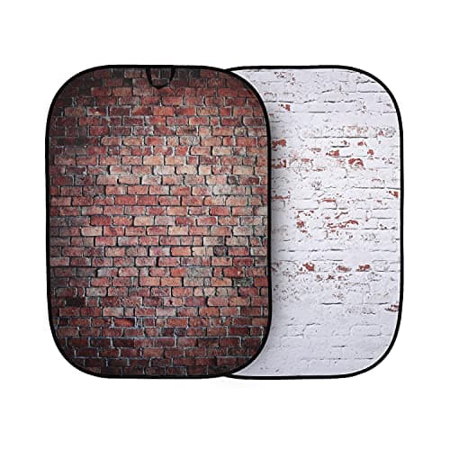 Image of Manfrotto Urban Collapsible 1.5m x 2.1m (5' x 7') Classic Red / Distressed White Brick, 2 in 1 Background, Backdrop, Double Sided, Portable, Reversible background, Portraits, Pop up - LL LB5706