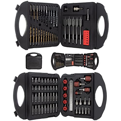 Image of MYLEK Drill and Screwdriver Bit Set, 118 Piece Combination Accessory Kit For Brick, Concrete, Metal, Plastic & Wood - Supplied with Handy Carry Case