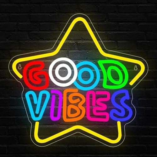 Image of Good Vibes Neon Sign Letter LED Light Neon Sign for Wall USB Dimmable Light for Home Bedroom Living Room Party Decoration Gifts