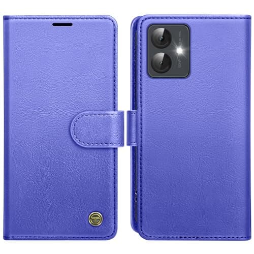 Image of AIMOYU for Motorola Moto G14 Case, Flip Wallet Leather Phone Case with [4 Card Slots] [Kickstand] [RFID Blocking] Magnetic Protective Shockproof Cover for Motorola Moto G14 Phone Case - Lake Blue