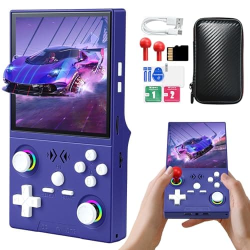 Image of XF40V Retro Handheld Game Console, Retro Gaming Console 4.0'' IPS Screen Linux System Built-in 64G TF Card, Open Source Linux System, Preloaded 20000+ Classic Games, Portable Video Gaming (Purple-64G)