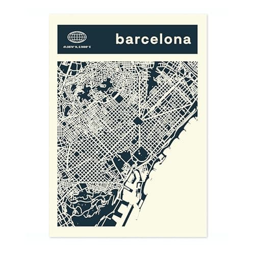 Image of Barcelona Minimalist City Maps Poster, City Coordinates Print, Landmark Apartment Home Decor, A4 (Print Only) - 29.7x21cm