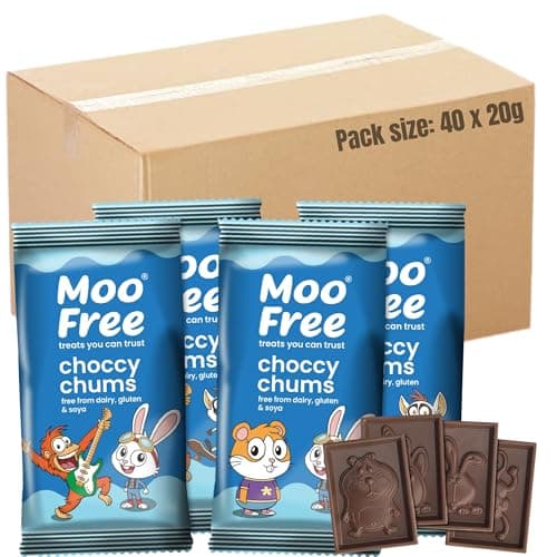 Image of Moo Free Choccy Chum Surprise Bulk Buy 40x20g Vegan Chocolate Bars – Dairy Free, Gluten Free, Soya Free Milk Chocolate – Individually Wrapped Kids Party Bag & Easter Hunt Treats