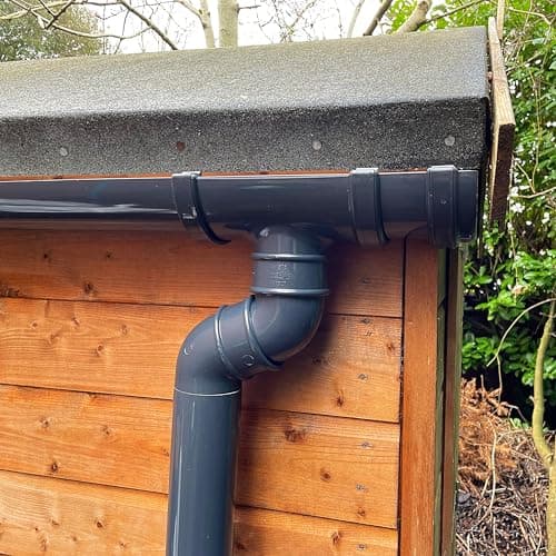 Image of Plastic Bits 2u Complete Shed Gutter Kit, 112mm Half Round PVC Guttering System with Downpipe, White, diffrent Lengths (Anthracite Grey, 2 Meter)