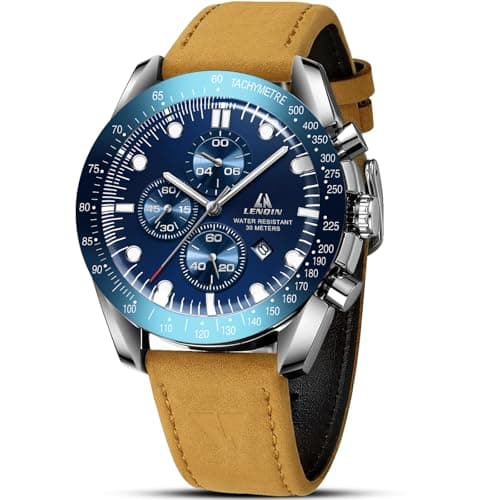 Image of LN LENQIN Mens Watches Analog Quartz Watches for Men 30M Waterproof Men's Wristwatch Fashion Business Watch with Date Leather Watch No Chronograph