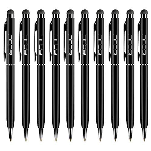 Image of iSOUL Stylus Pen Pack of 10, Compatible with iPad, iPhone, Samsung Galaxy & More, Black