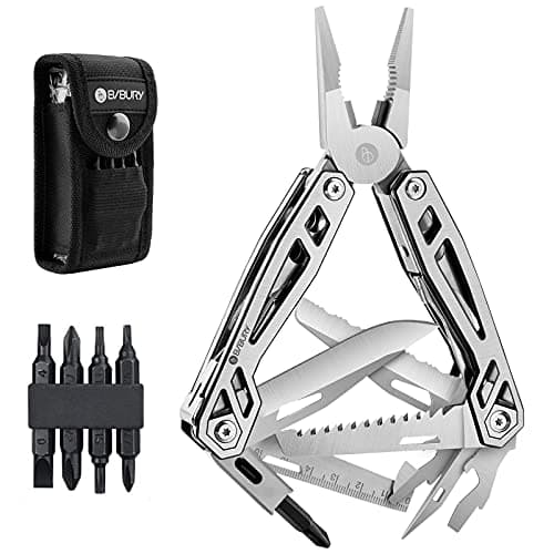 Image of BIBURY Multi-Tool, Multitools Pliers with Rope Cutter, Can Opener, Screwdriver, EDC Tools for Camping, Outdoor Activities, Repairing (Blackside)