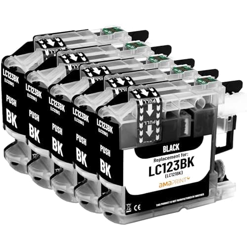 Image of Amaprint 5 XL cartridges compatible with Brother LC123 LC123bk Black for DCP-J132w DCP-J150 DCP-J152w DCP-J152wr DCP-J172w DCP-J4110dw DCP-J4110w DCP-J552dw DCP-J752dw MFC-J245 and others