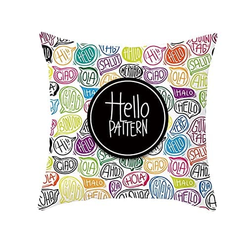 Image of Lieson Decorative Pillow Cases, 1Pcs Pillowcase 18x18 Pillow Cases for Sofa Cushions Multicolor 45x45cm Hello PATTERN, Polyester