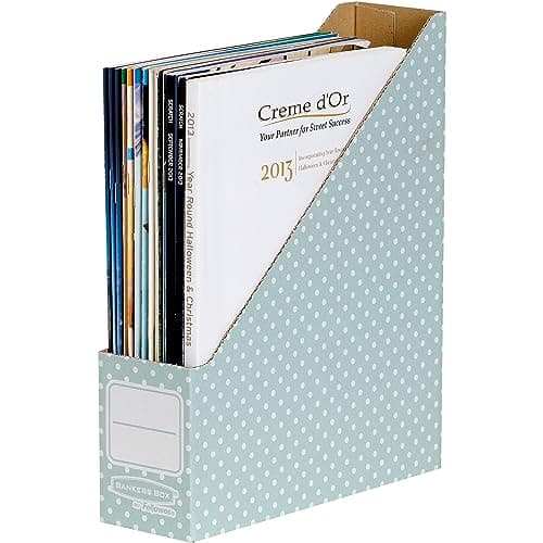 Image of 10 BANKERS BOX Magazine File Holder - Cardboard File for Magazines, Books & Paperwork - FSC Certified - W15.9 x H31 x D32cm - Pack of 10 - Green/White