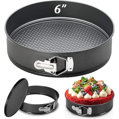 Image of huiziyi 6 Inch Non-Stick Cake Tin for Baking with PTFE, PFOA and BPA Free Non Stick, Round Spring Form Cake pan with Loose Base for Easy Release, Fridge and Freezer Safe