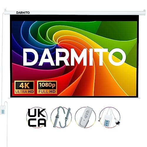 Image of Darmito 120 16:9 Electric Motorised Projector Screen, Full HD 3D 4K 8K Matt White +1.2 Gain, with Remote Control, For Meeting School Home Cinema Theater Movie TV DVD Indoor